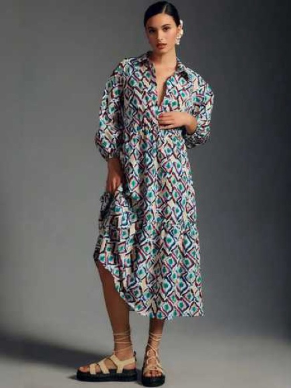 Maeve by Anthropologie Bettina midi shirt dress size L